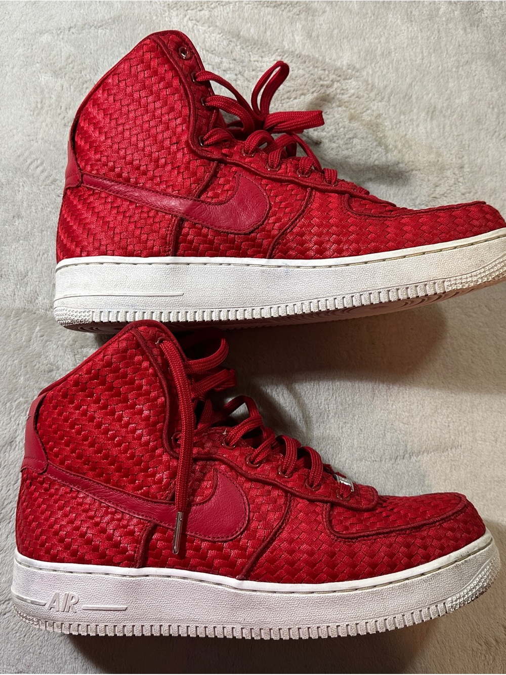 Nike Air Force 1 High Top Woven Red/White Men's Sneakers 813870-660